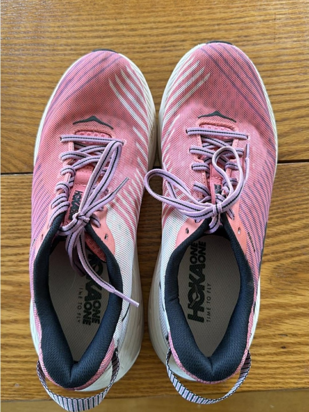 Hoka One One Women's Pink Lace-Up Running Shoes